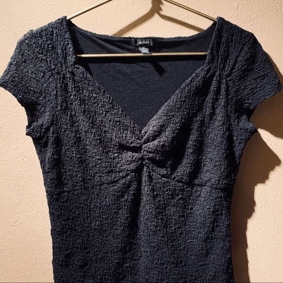 Beautiful Rutched Knit Black Sweetheart Alfani Top - Picture 6 of 8